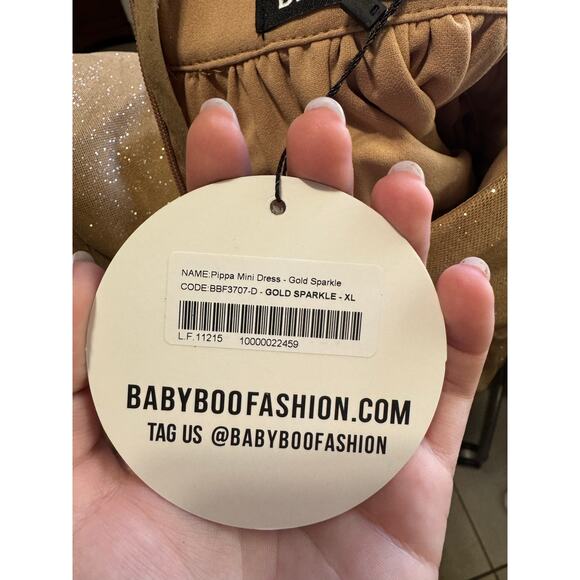 Babyboo Pippa Mini Dress Halter Gold Sparkle Size XL NEW - Picture 8 of 9